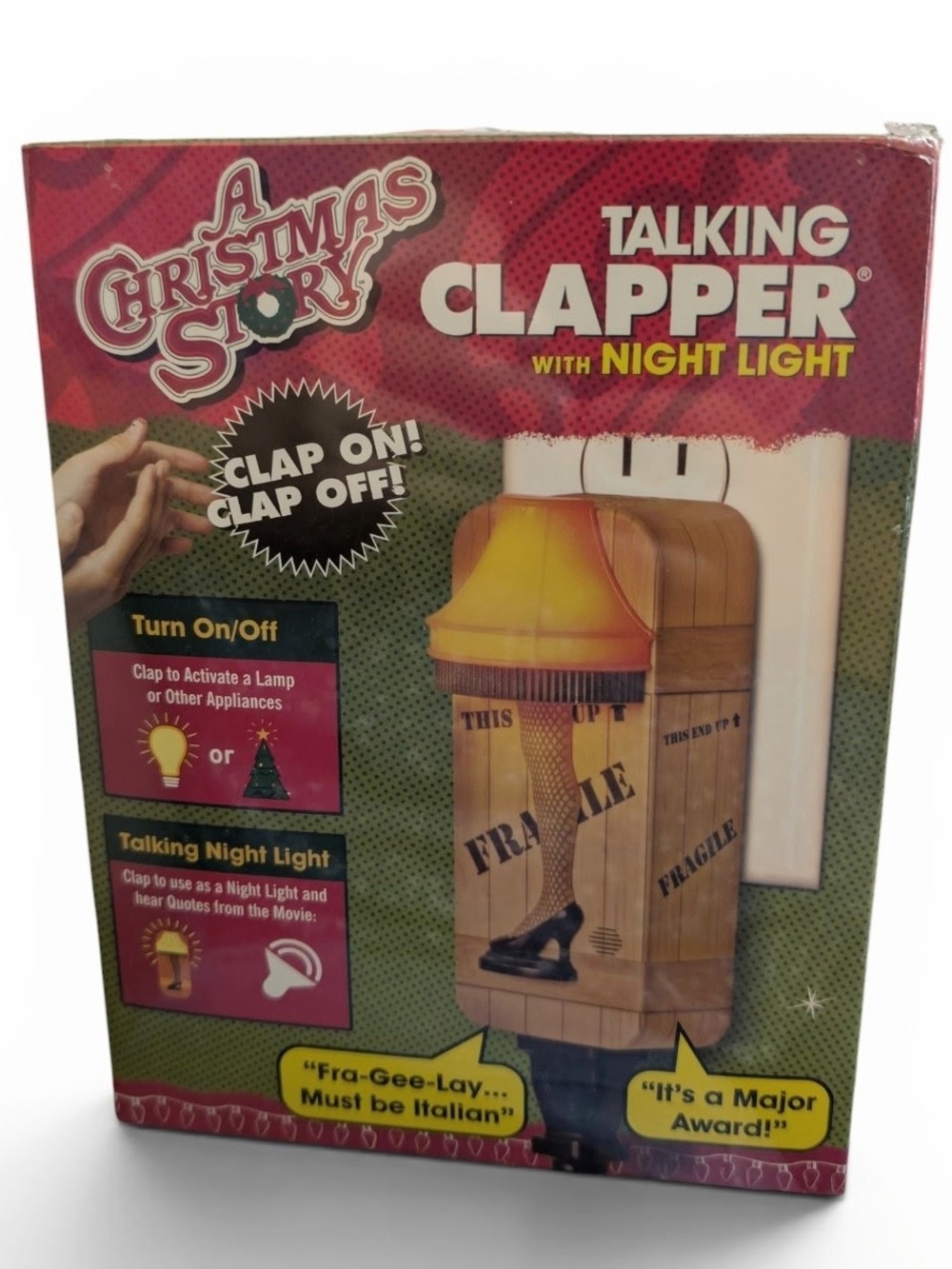 A Christmas Story Talking Clapper w/ Night Light NEW Sealed Movie Quotes